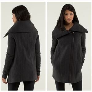 Lululemon Virasana Heathered Black, Black Blanket Wrap Coat Jacket Size 4